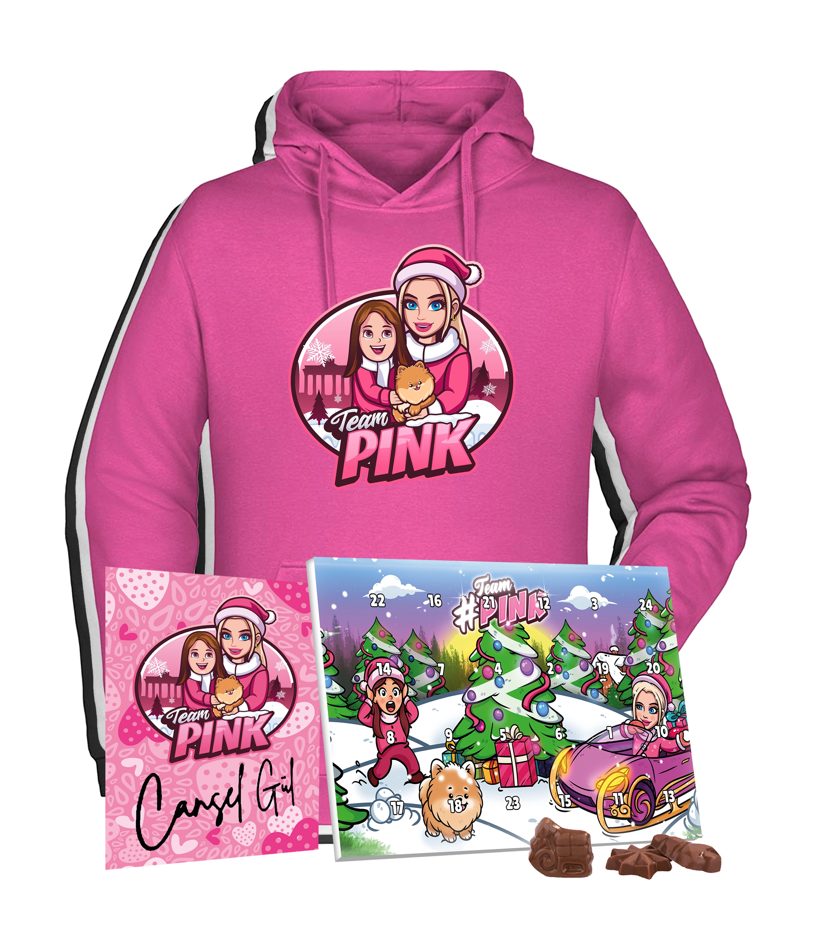 #TEAMPINK CanselGuel Adventskalender Bundle - Hoodie + Mini-Adventskalender + Autogrammkarte