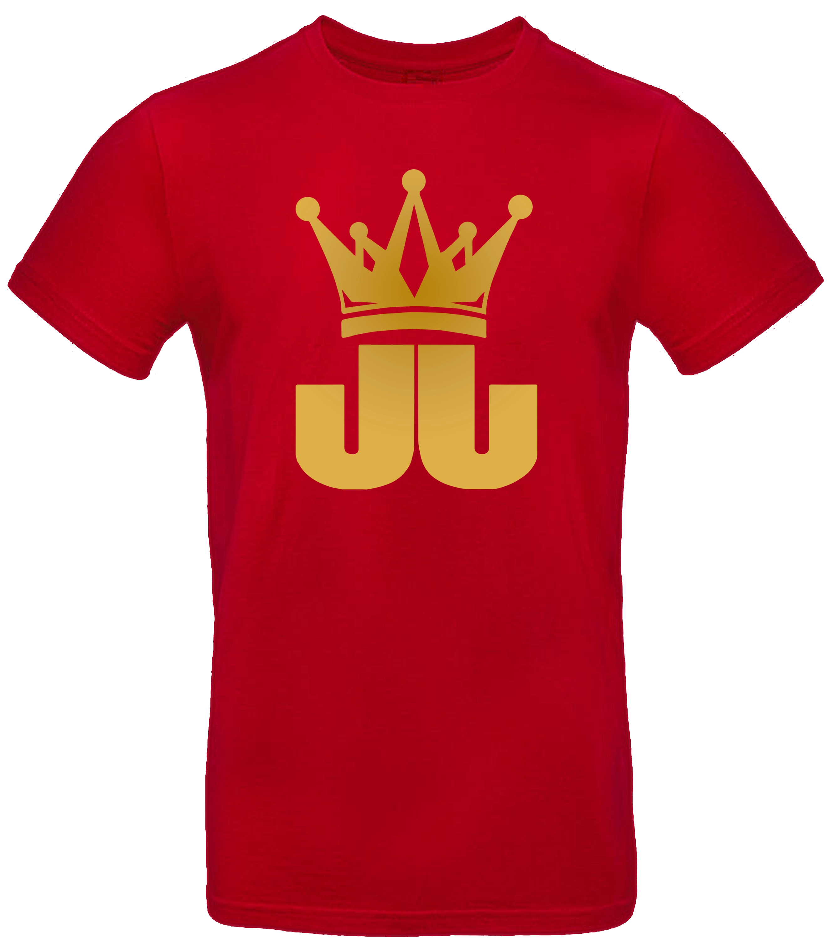 Rotes T-Shirt mit goldener JJ-Krone – auffälliges Streetwear-Design von Jo Jonas.