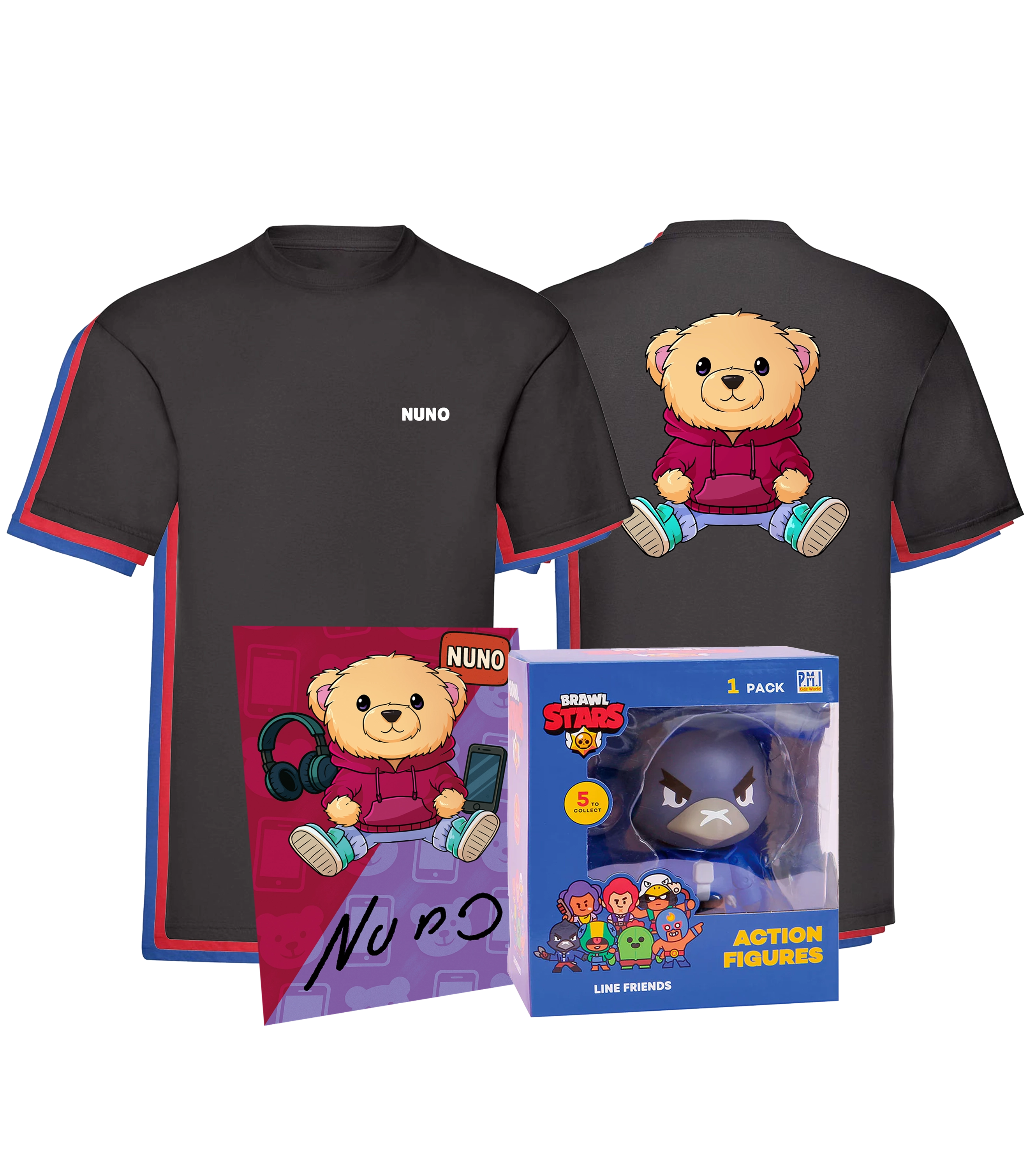 Nuno Brawler Bundle - T-Shirt + BS-Toys Figur + Autogrammkarte