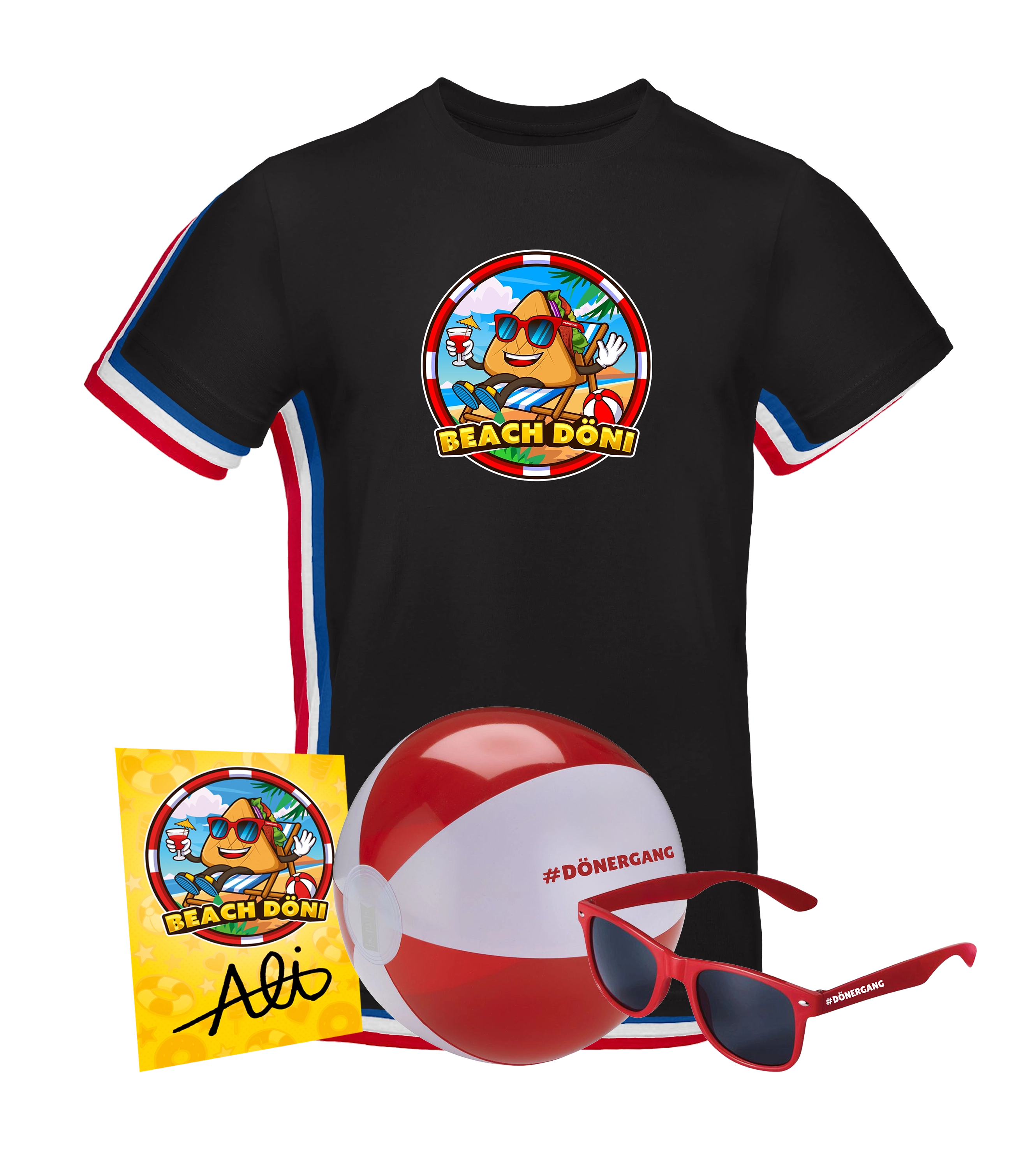 CutterAli Sommer Bundle - T-Shirt + Sonnenbrille + Strandball + Autogrammkarte