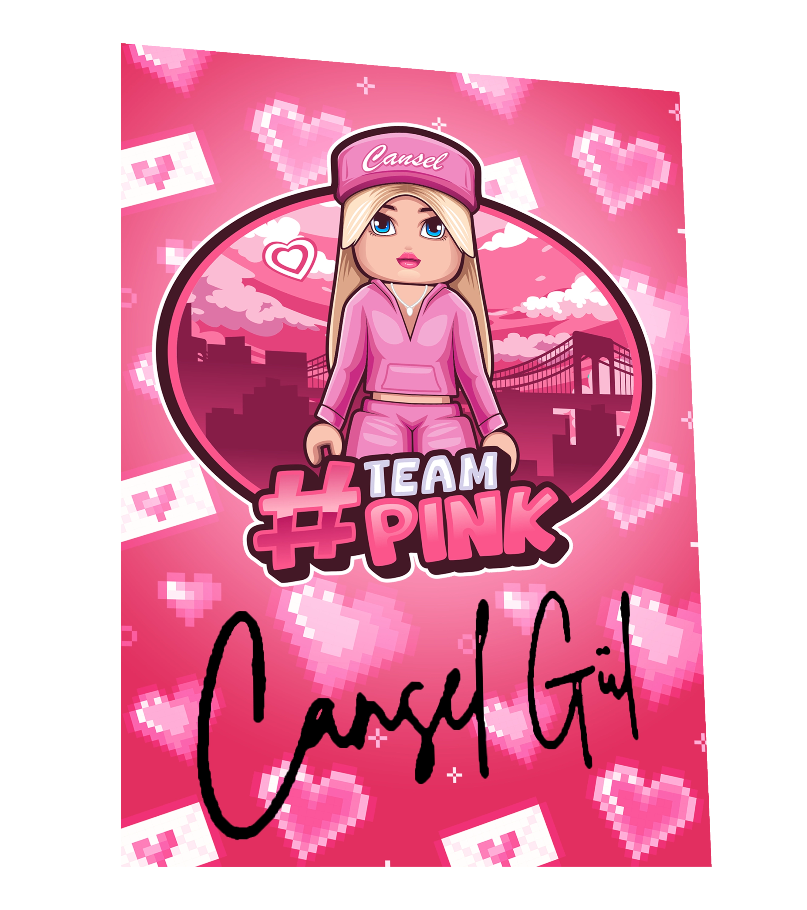 #TEAMPINK Canselguel Roblox Bundle - Hoodie, Plüschtier & handsignierte Autogrammkarte