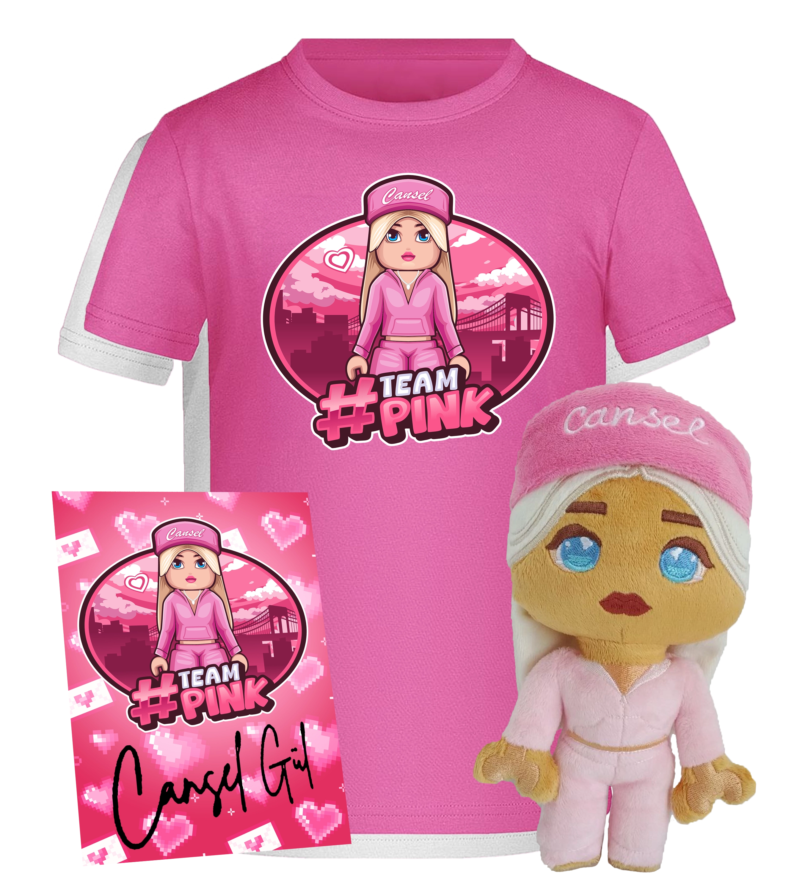 #TEAMPINK Canselguel Roblox Bundle - T-Shirt, Plüschtier & handsignierte Autogrammkarte