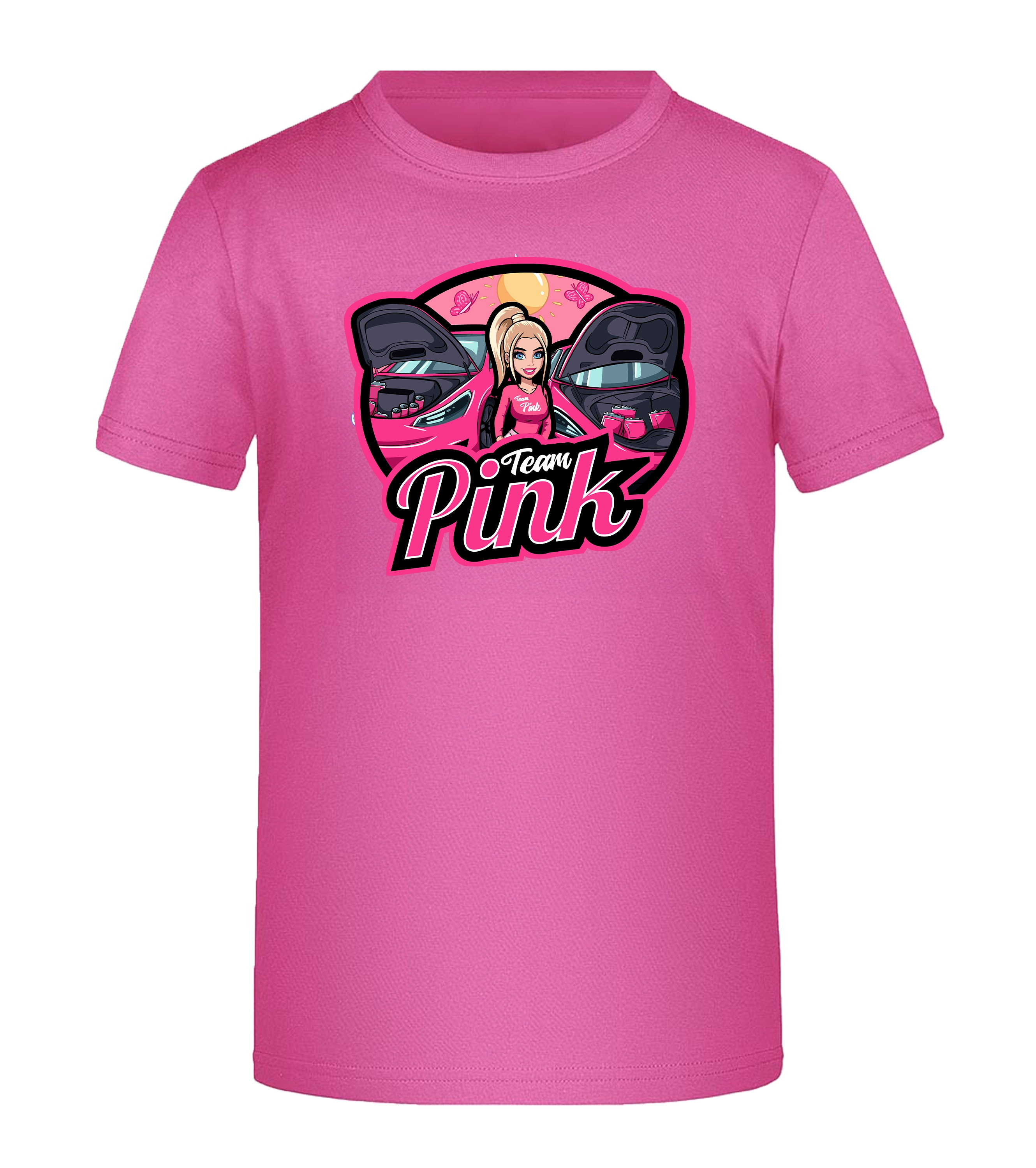 Hochwertiges rosa T-Shirt mit Canselguel-Aufdruck. Perfekt für Fans und Modebegeisterte.
