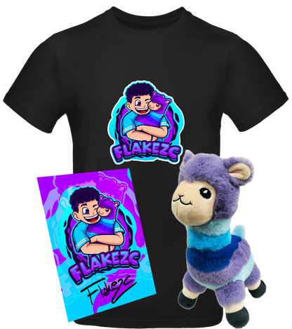 Flakezc Bundle - Lama Plüschtier + T-Shirt + Autogrammkarte