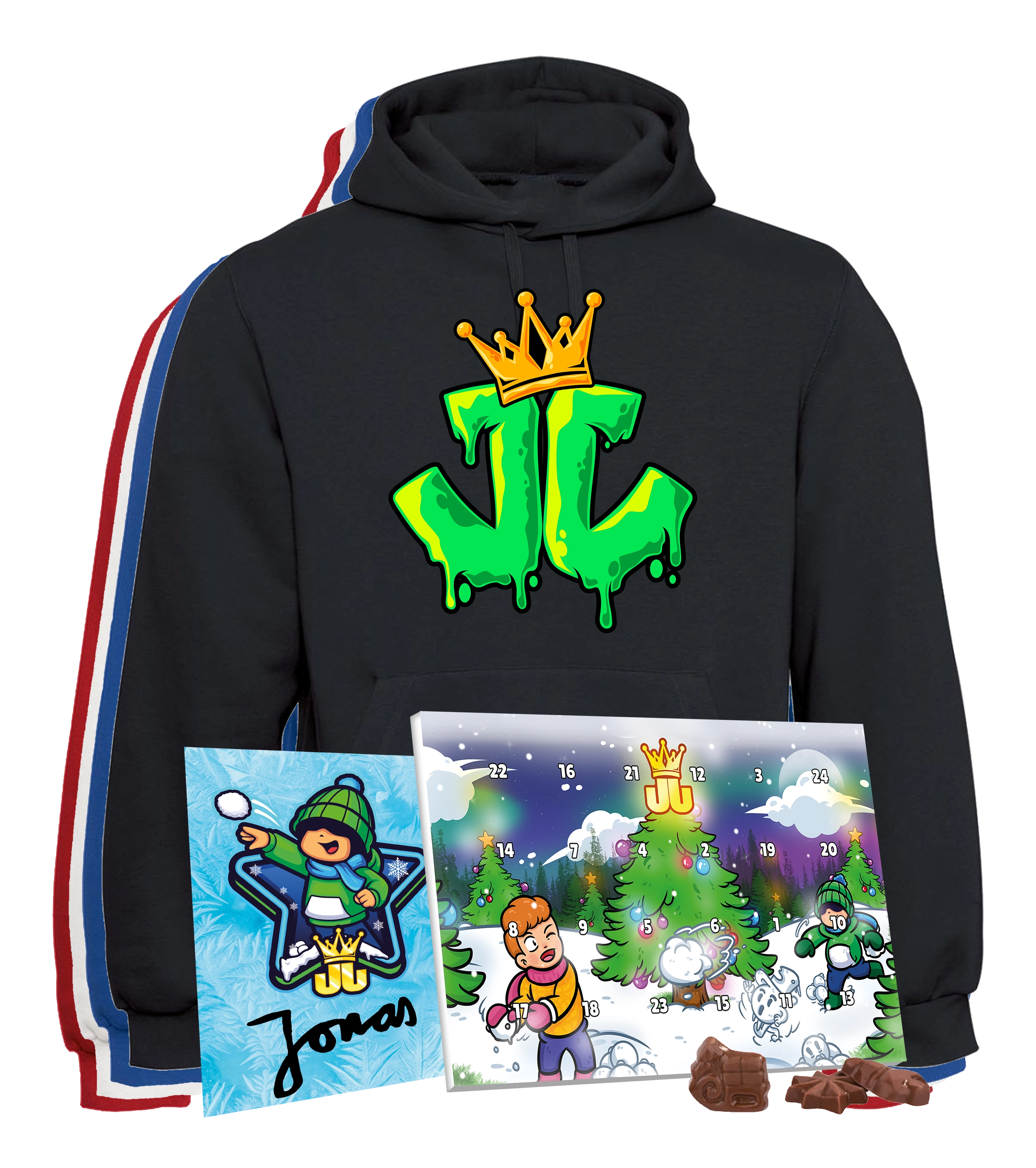 Jo Jonas Adventskalender Bundle - Slime Hoodie + Adventskalender + Autogrammkarte