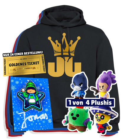 Jo Jonas Krone Bundle - Hoodie + Brawl Stars Plushi + handsignierte Autogrammkarte