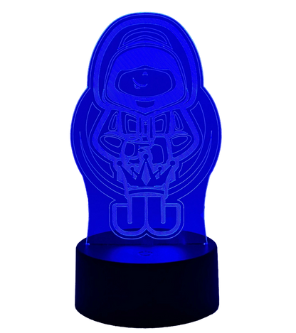 Jo Jonas LED-Lampe mit intensivem dunkelblauem Licht und charakteristischem Gaming-Motiv – perfekte Fan-Deko für Gaming-Setups und Sammler.

