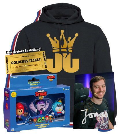 Jo Jonas "Krone" Bundle - Hoodie + Brawl Stars Set + handsignierte Autogrammkarte