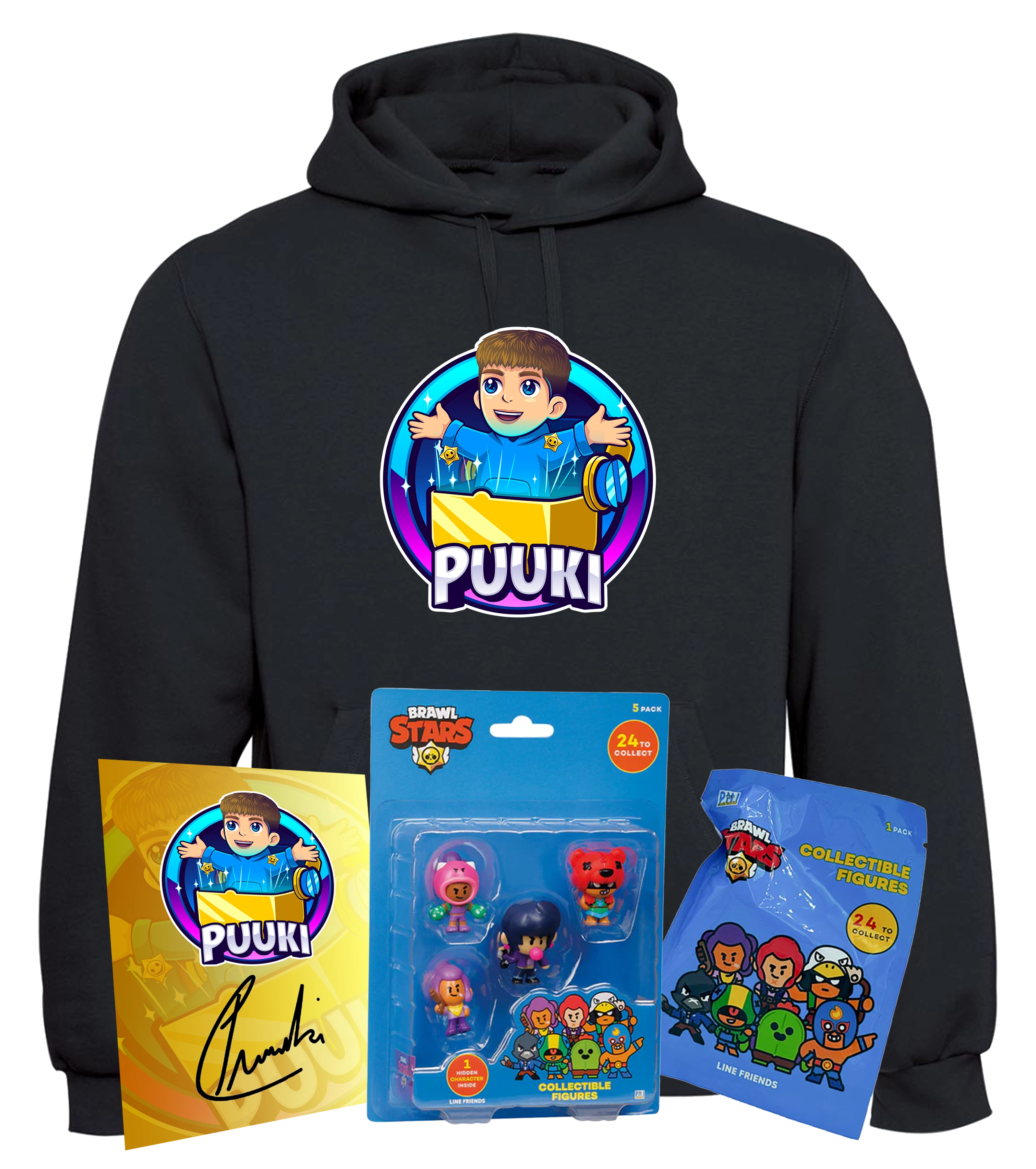 Puuki Bundle - Hoodie + 5er Set BS-Toys + Überraschungsbeutel BS-Toys + Autogrammkarte