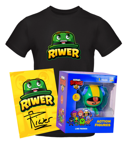 Riwer T-Shirt Bundle + Brawl Stars Actionfigur + Autogrammkarte