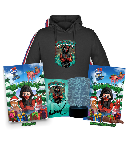 WannaBe Super Bundle - Logo Hoodie + Adventskalender + 3D-Lampe + Poster + Autogrammkarte