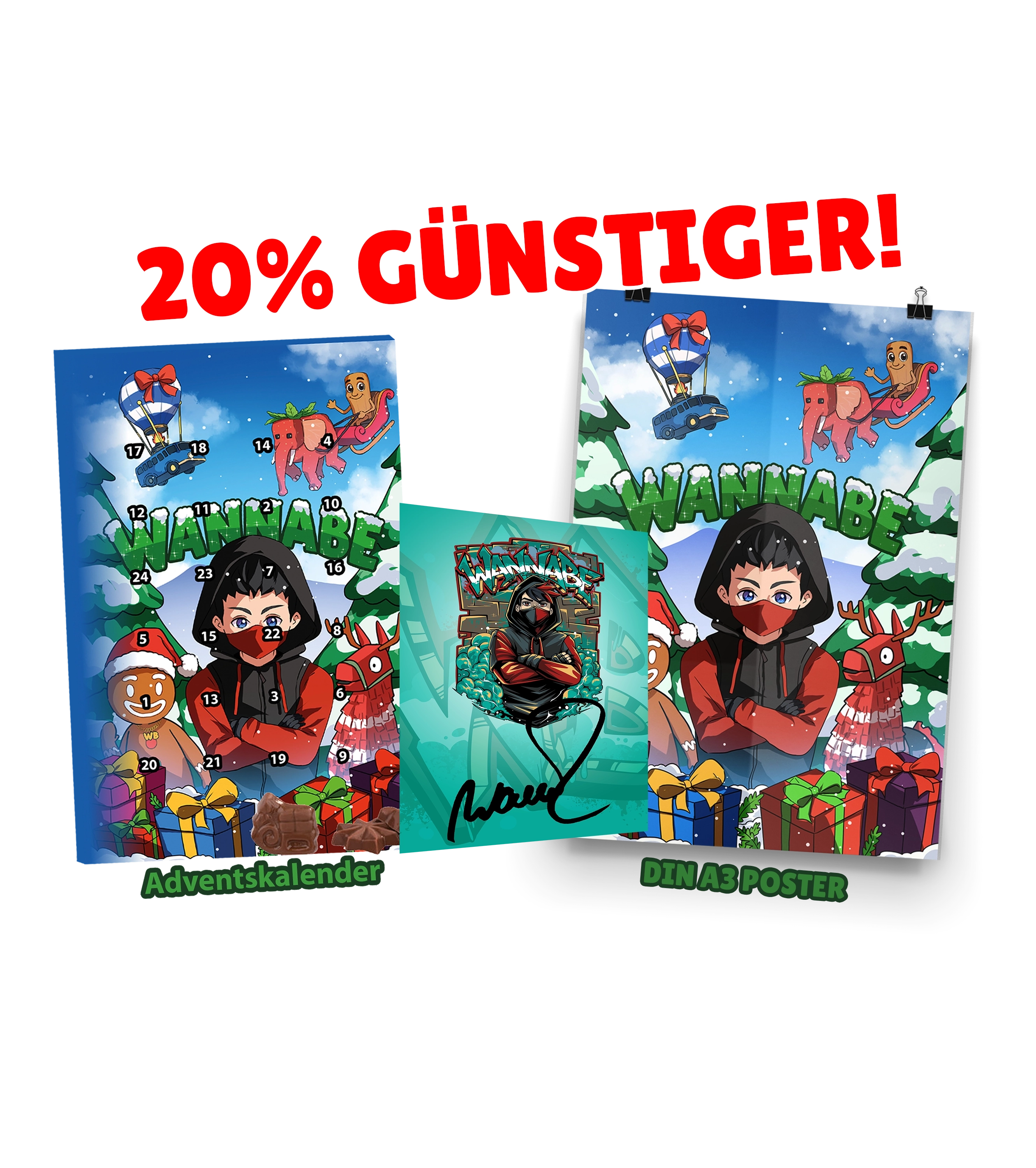 WannaBe BLACK WEEK - Adventskalender + Poster + Autogrammkarte