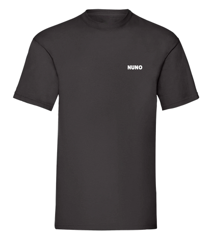 Schwarzer Nuno Kapuzenpullover von vorne mit kleinem Logoaufdruck – schlichtes Streetwear-Teil für die Community.